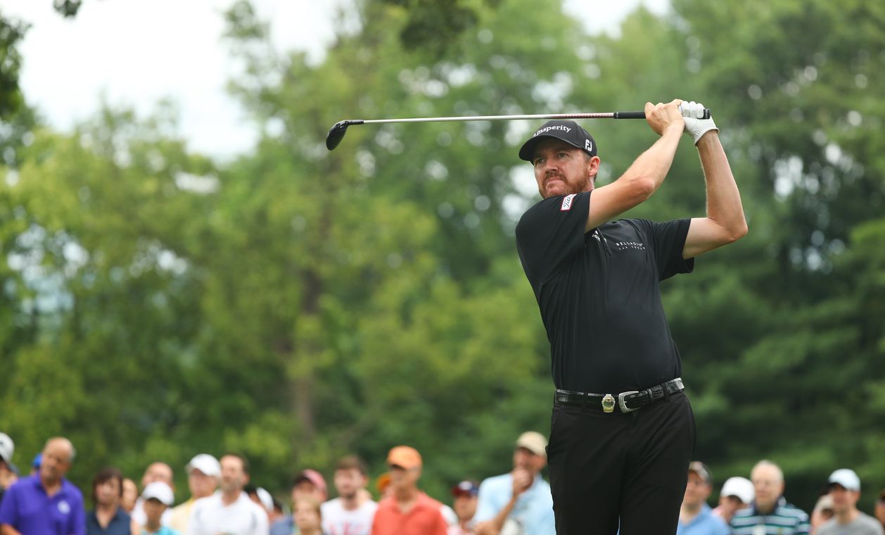 SPRINGFIELD, NJ - JULY 31: Jimmy Walker hits his tee shot on the fifth hole during the final round of the 98th PGA Championship held at the Baltusrol Golf Club on July 31, 2016 in Springfield, New Jersey. (Photo by Scott Halleran/The PGA of America)